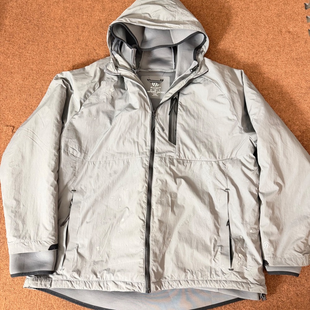 Champion Mens 3-in-1 Systems Jacket Gray Hooded Full Zip Coat XXL Workwear fair